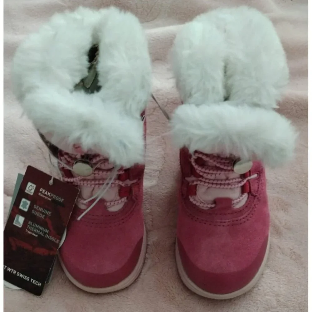 Swiss Tech Kids Winter Boots Size 6 Pink Fur Lined Waterproof